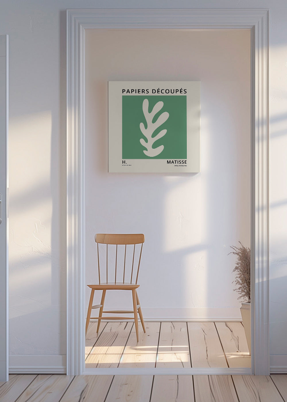 Botanisk plakat: grøn udskåret blad i Matisse-stil