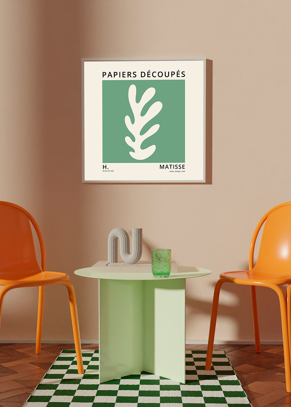 Botanisk plakat: grøn udskåret blad i Matisse-stil