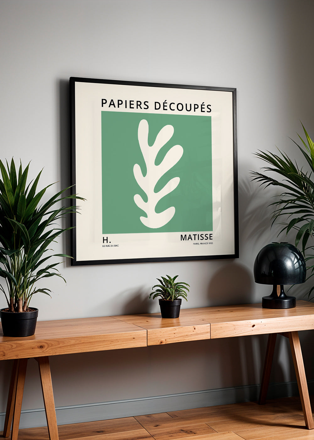 Botanisk plakat: grøn udskåret blad i Matisse-stil