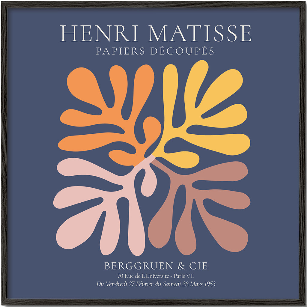 Botanisk plakat udskårne blade på marineblå