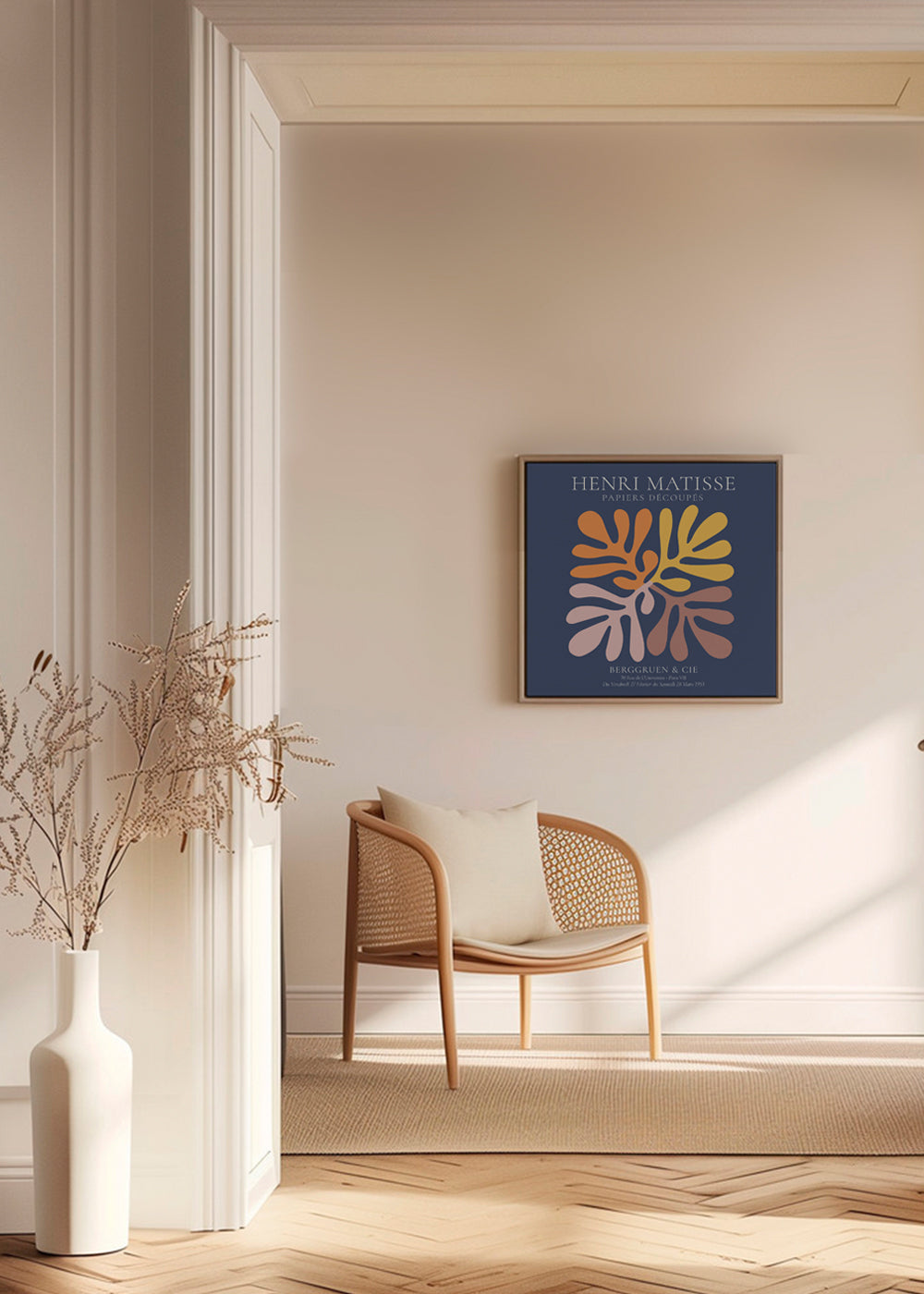 Botanisk plakat udskårne blade på marineblå