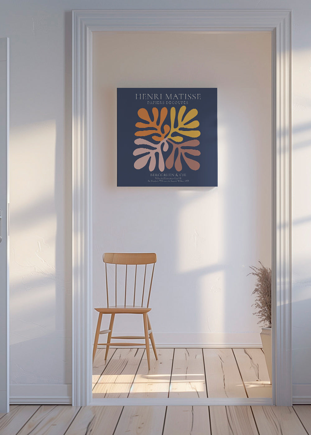Botanisk plakat udskårne blade på marineblå