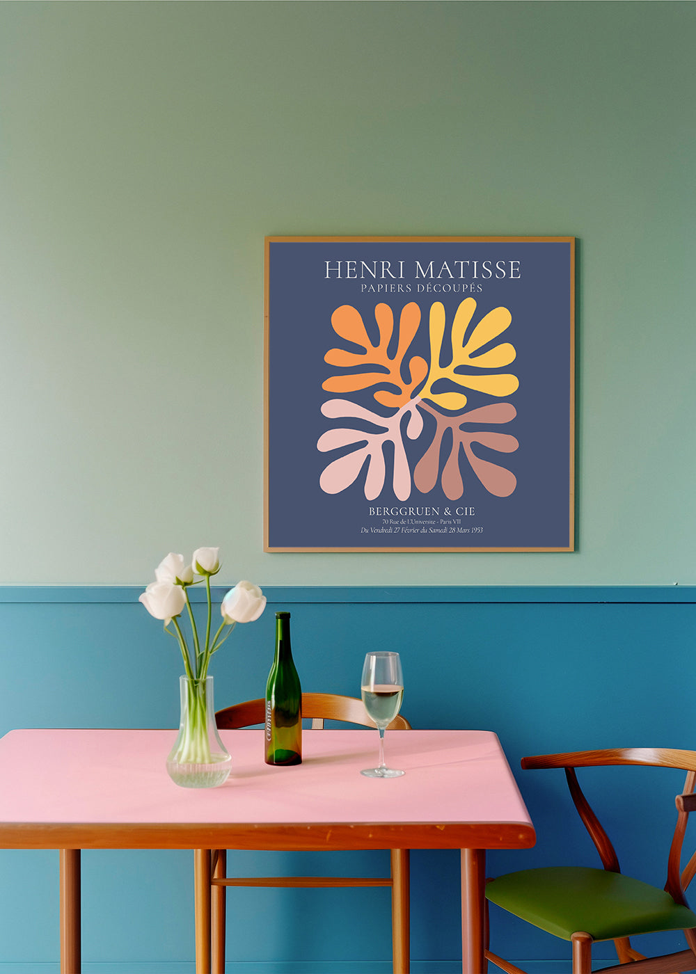 Botanisk plakat udskårne blade på marineblå