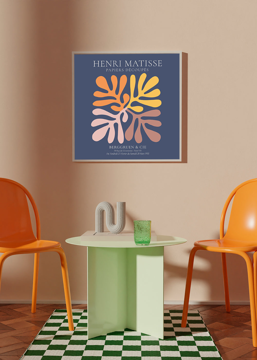 Botanisk plakat udskårne blade på marineblå