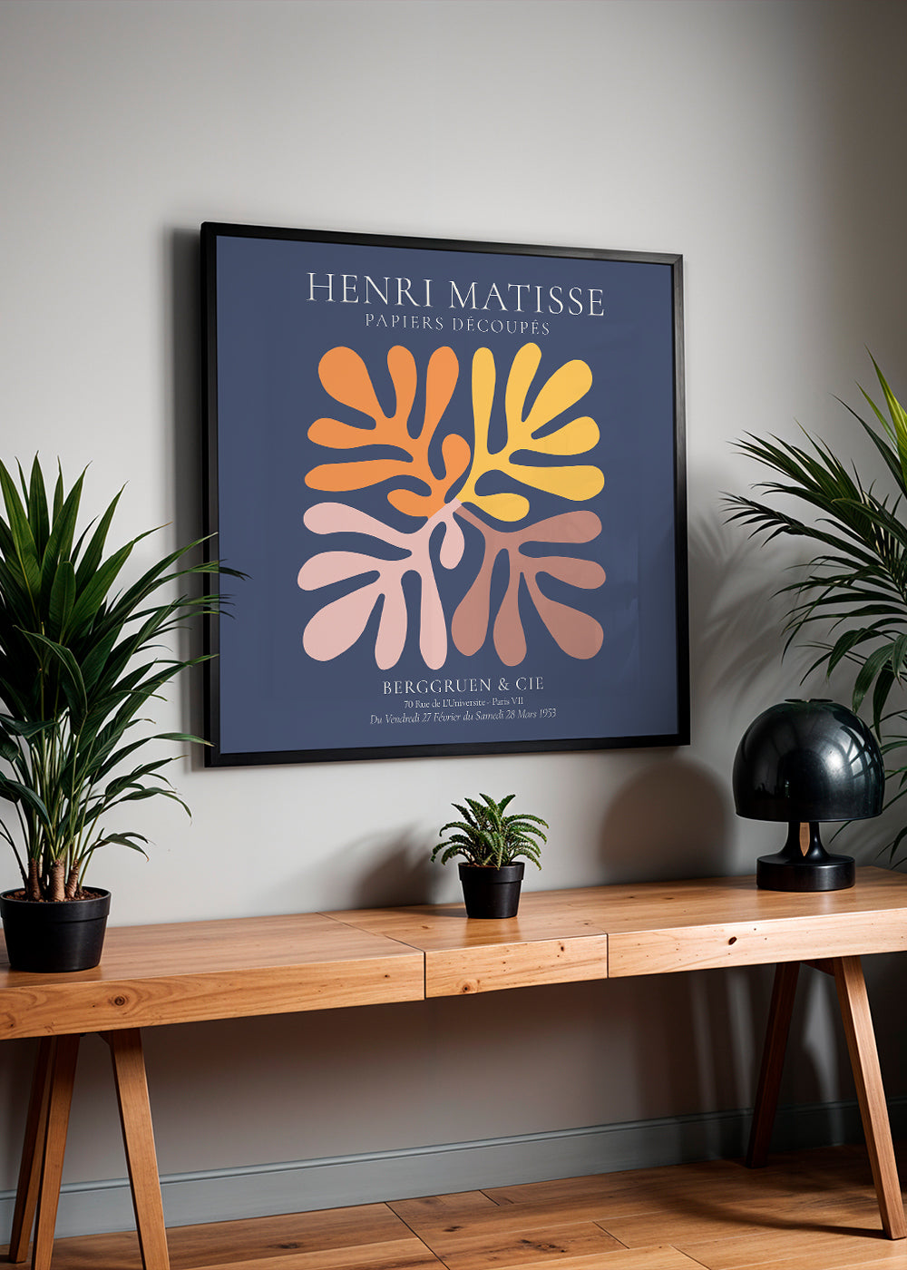 Botanisk plakat udskårne blade på marineblå