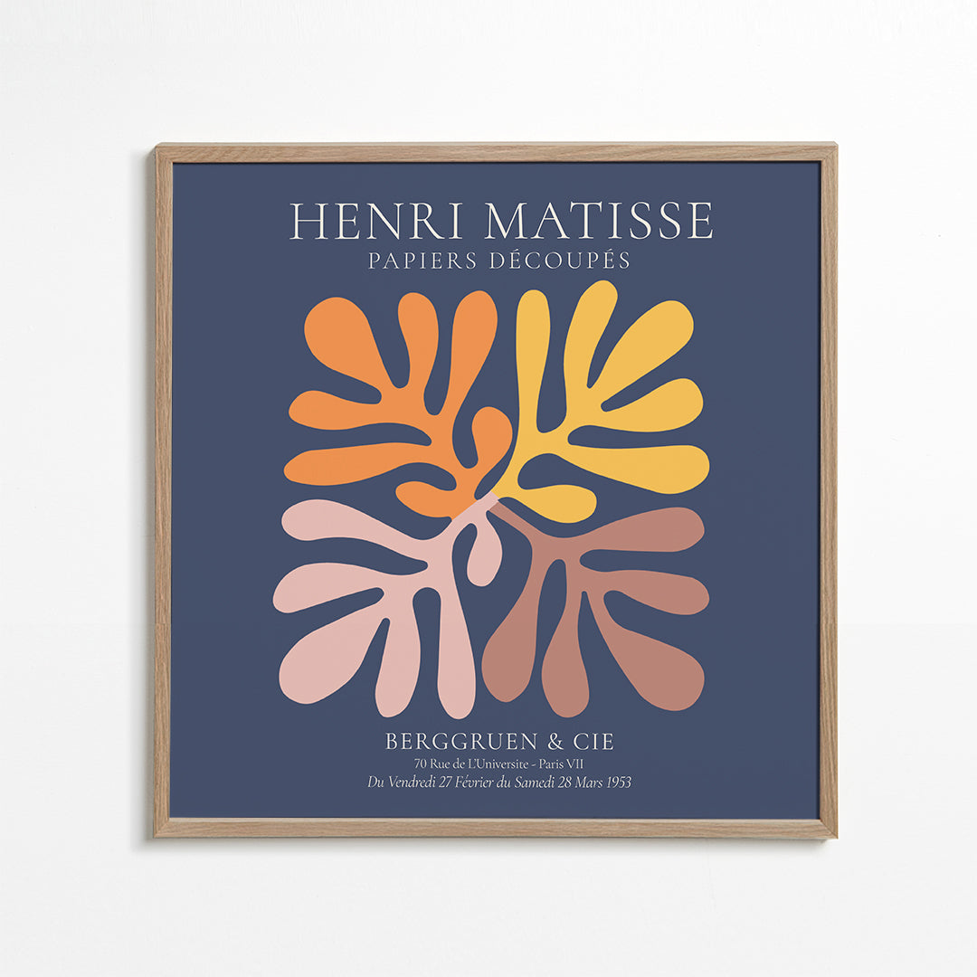 Botanisk plakat udskårne blade på marineblå