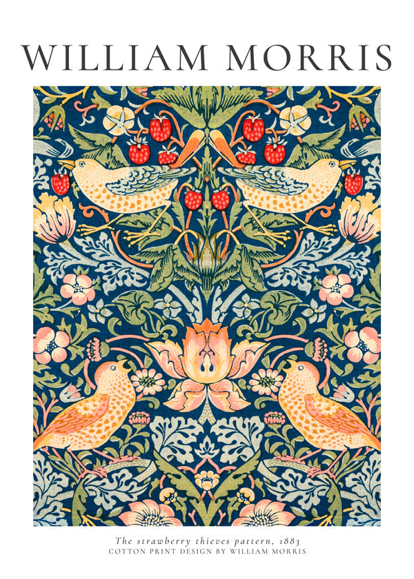 Botanisk plakat William Morris fugle og jordbær