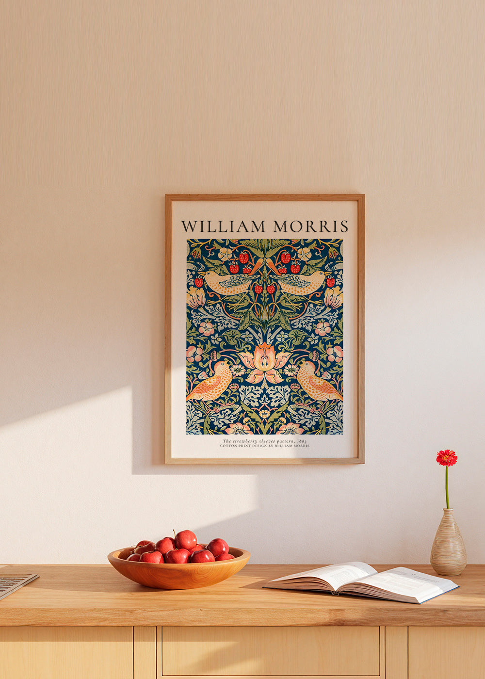 Botanisk plakat William Morris fugle og jordbær