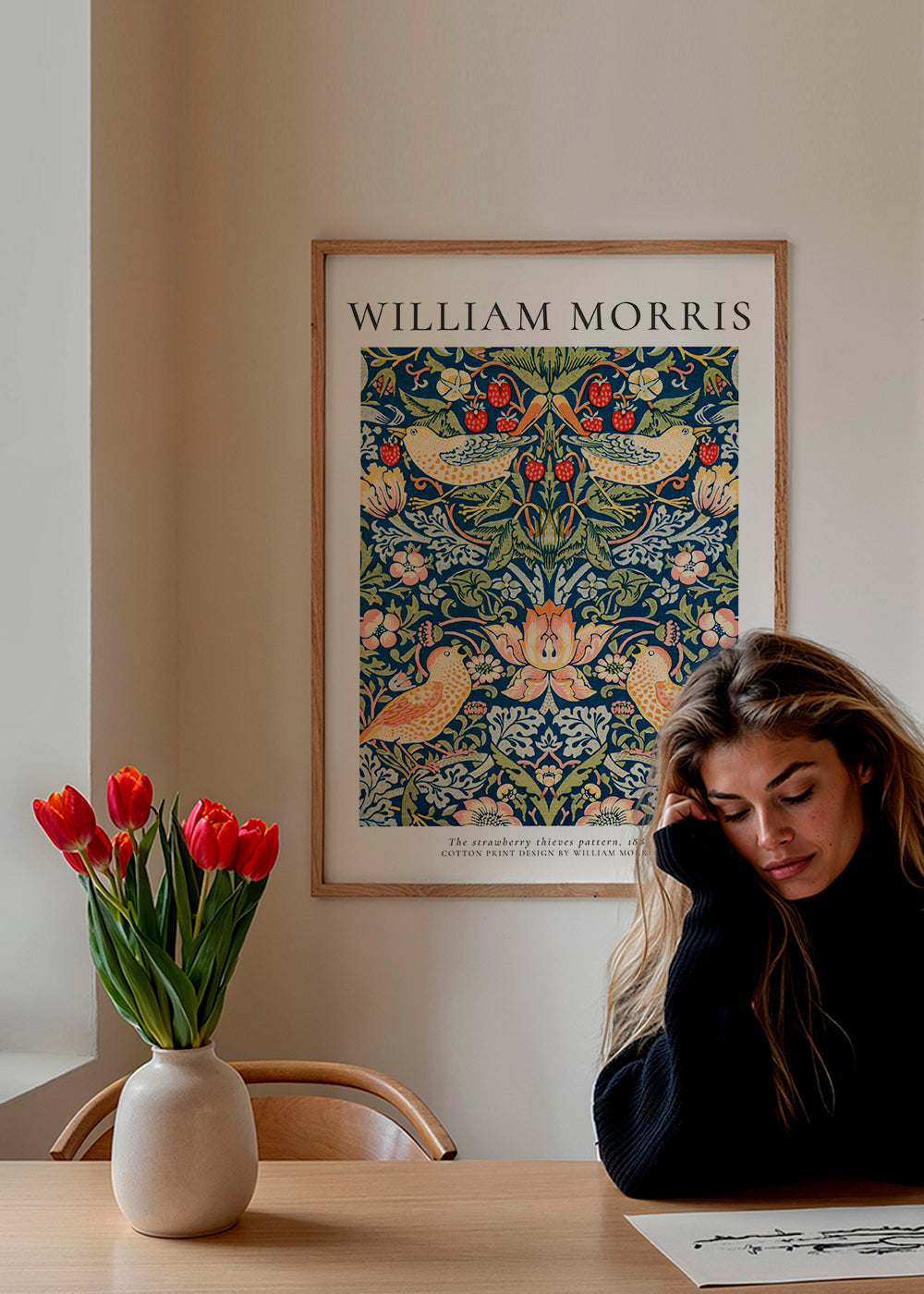 Botanisk plakat William Morris fugle og jordbær