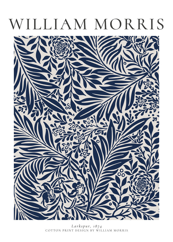 Botanisk plakat William Morris Larkspur blå