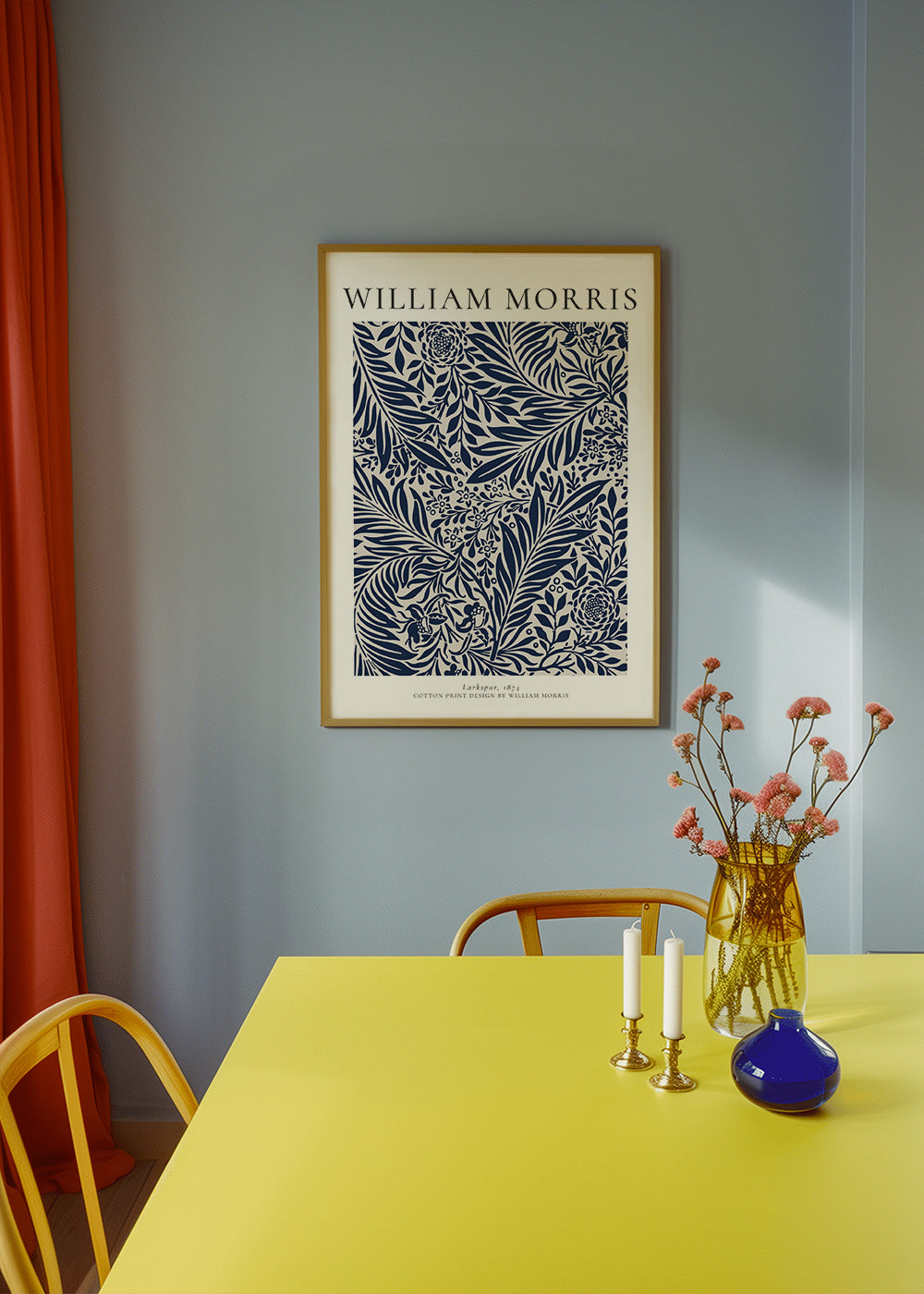 Botanisk plakat William Morris Larkspur blå
