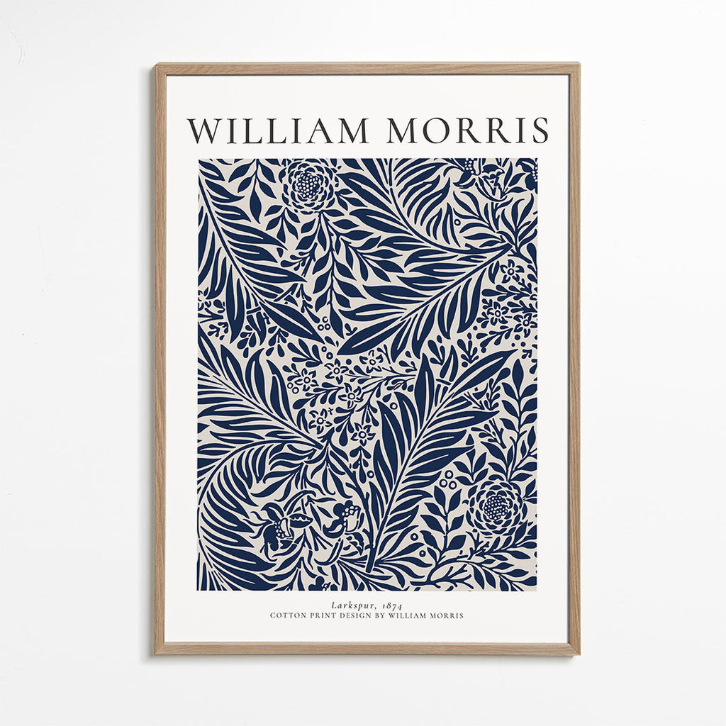 Botanisk plakat William Morris Larkspur blå