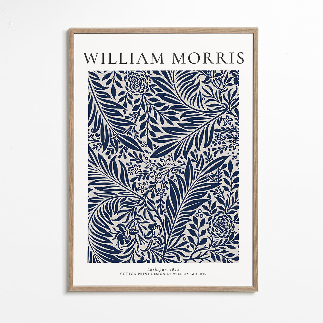 Botanisk plakat William Morris Larkspur blå