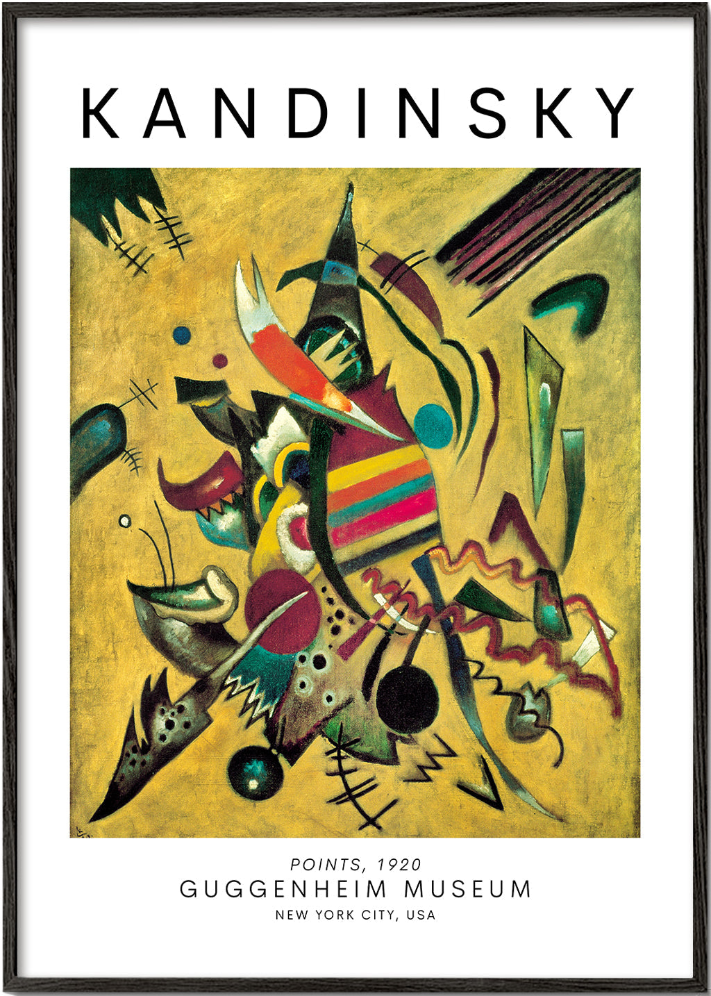 Abstrakt kunst i Kandinsky-stil med farverige punkter