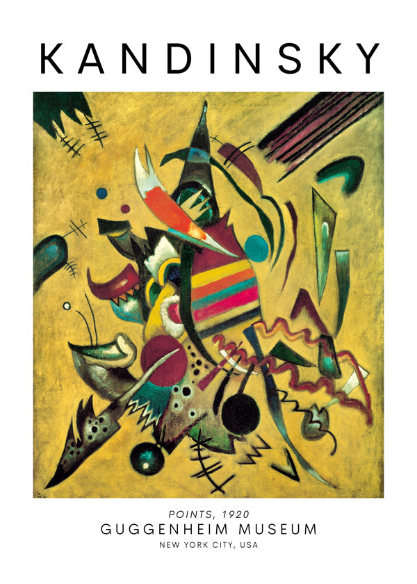 Abstrakt kunst i Kandinsky-stil med farverige punkter