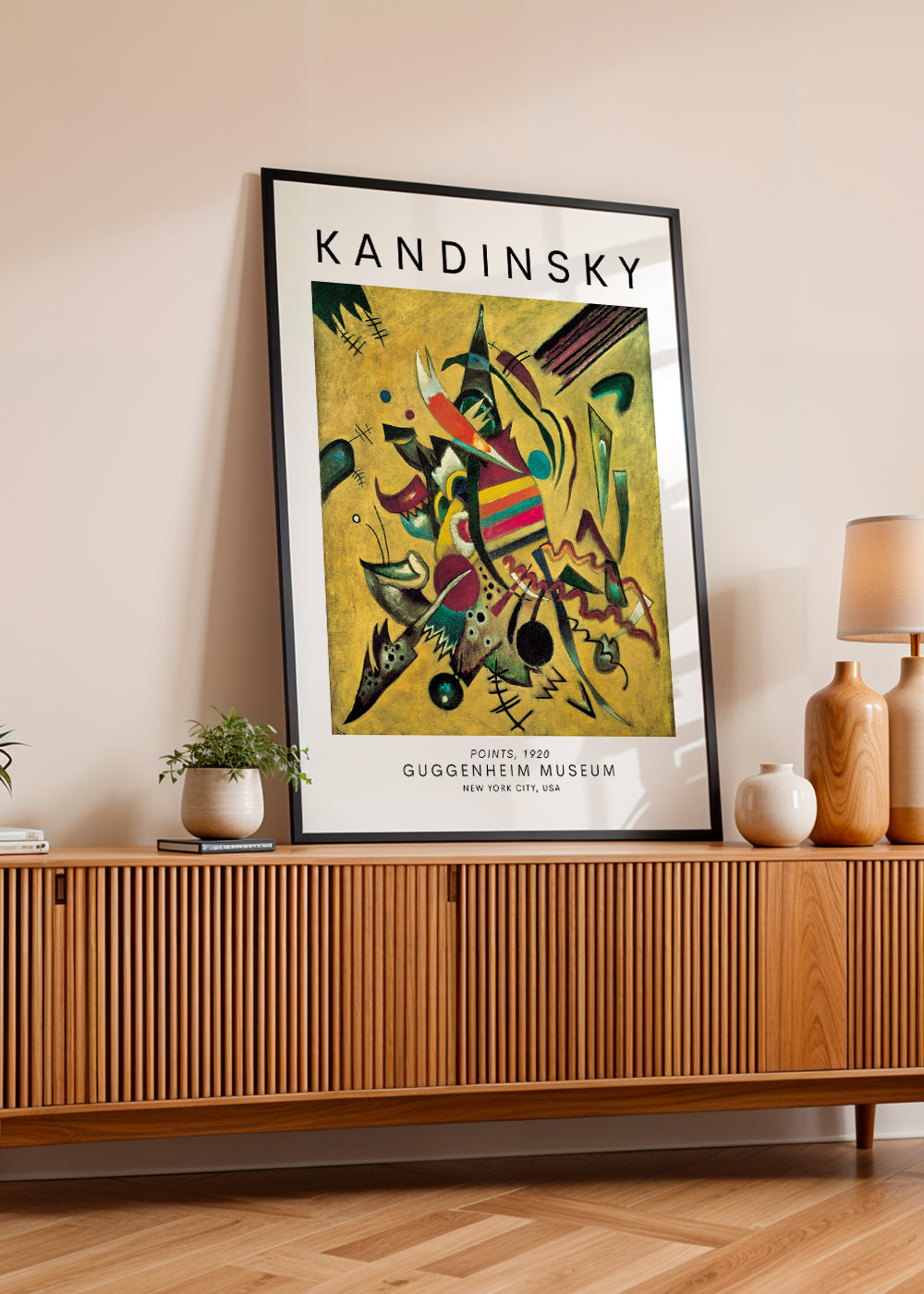 Abstrakt kunst i Kandinsky-stil med farverige punkter