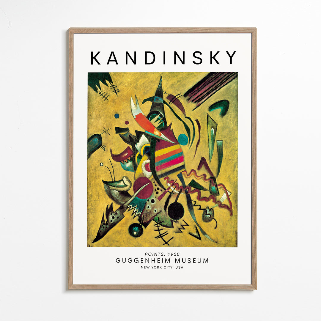 Abstrakt kunst i Kandinsky-stil med farverige punkter