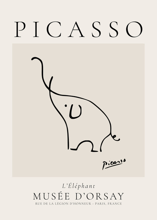 Pablo Picasso Animals Drawings the elephant - Obra sin marco