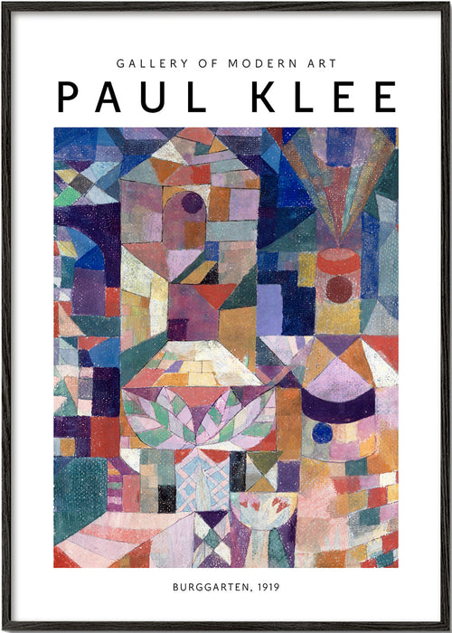 Abstrakt kunstværk med geometriske former og farve, Klee studie 1919