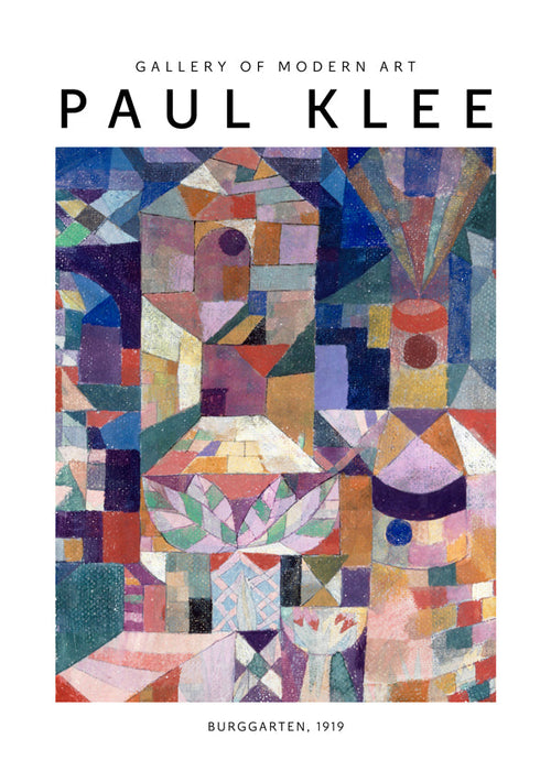 Abstrakt kunstværk med geometriske former og farve, Klee studie 1919
