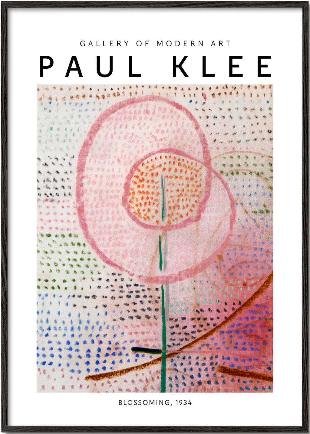 Botanisk plakat med rosa abstrakt blomst