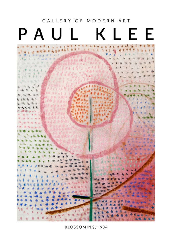 Botanisk plakat med rosa abstrakt blomst