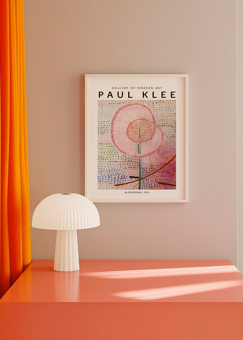 Botanisk plakat med rosa abstrakt blomst