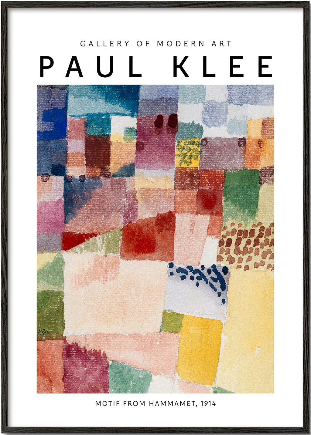 Abstrakt værk i farvernes mosaik af Paul Klee