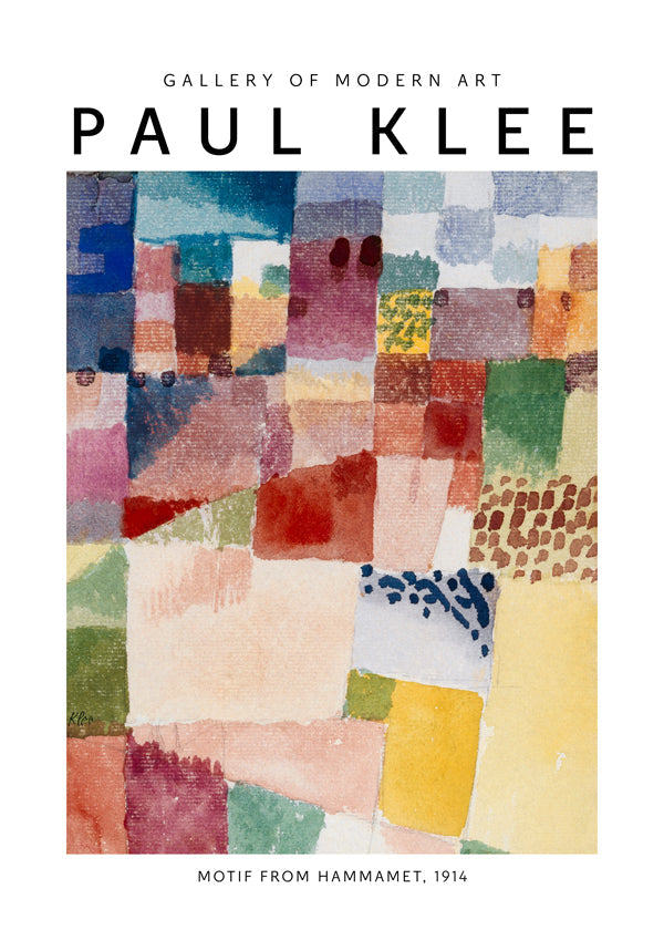 Abstrakt værk i farvernes mosaik af Paul Klee