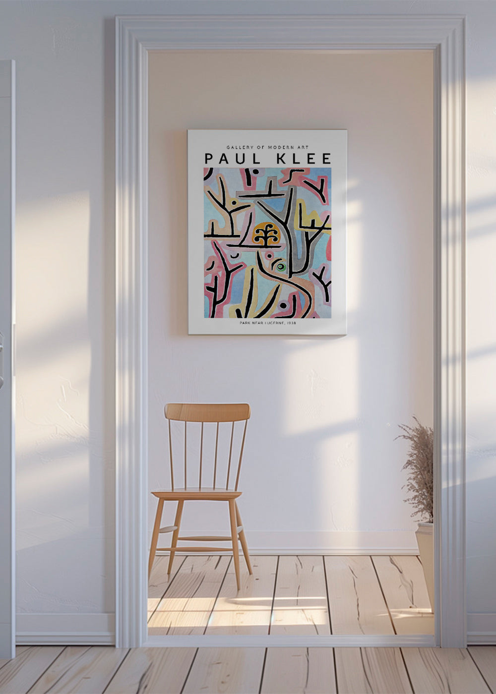 Abstrakt maleri med styliserede træer