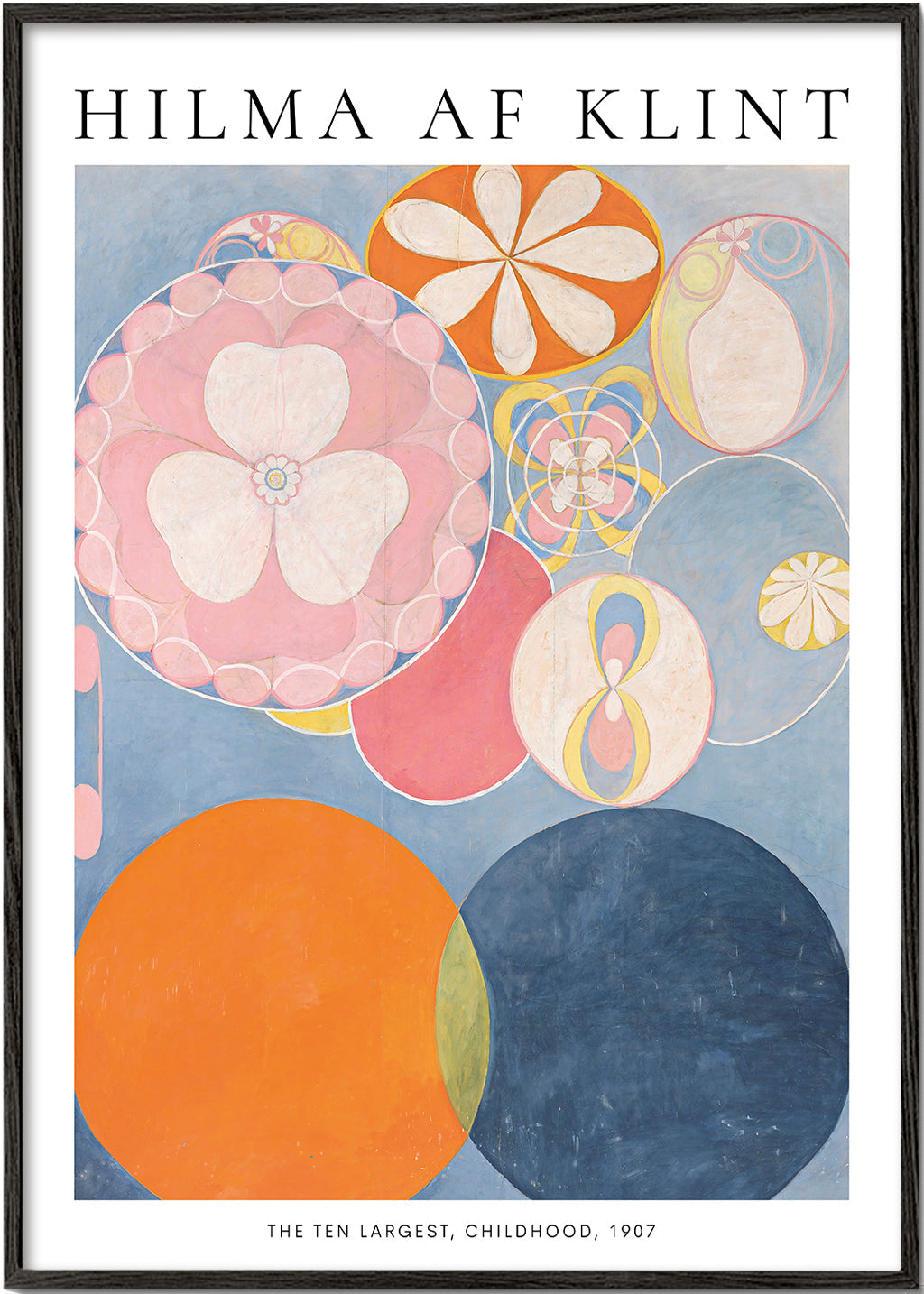 Abstrakt maleri med cirkulære blomstermotiver