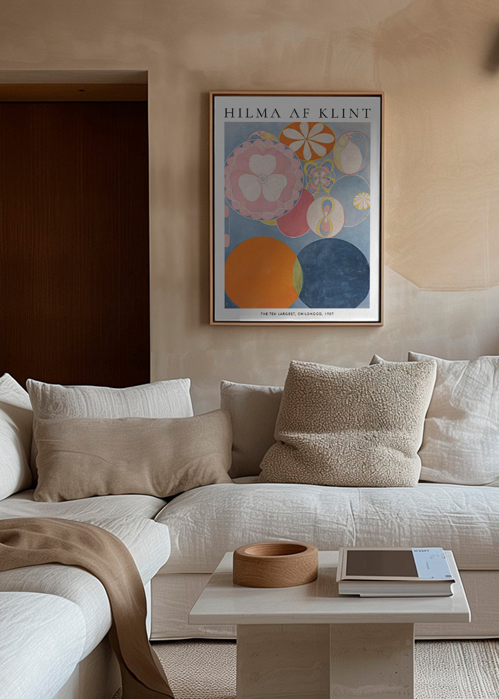 Abstrakt maleri med cirkulære blomstermotiver