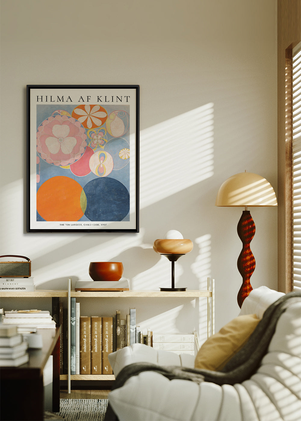 Abstrakt maleri med cirkulære blomstermotiver