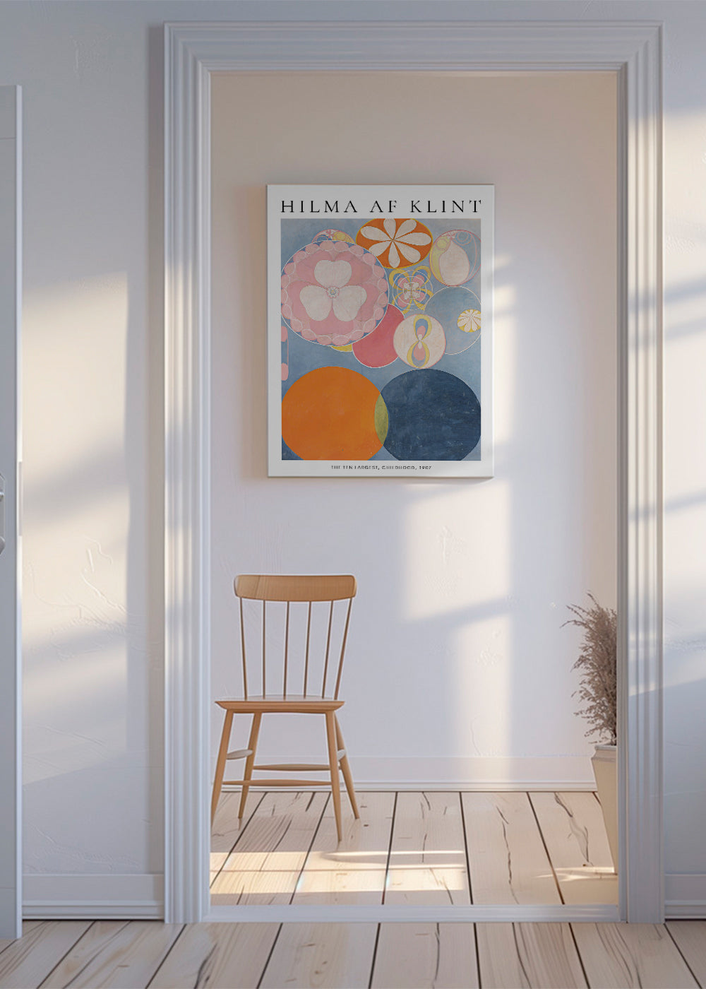 Abstrakt maleri med cirkulære blomstermotiver