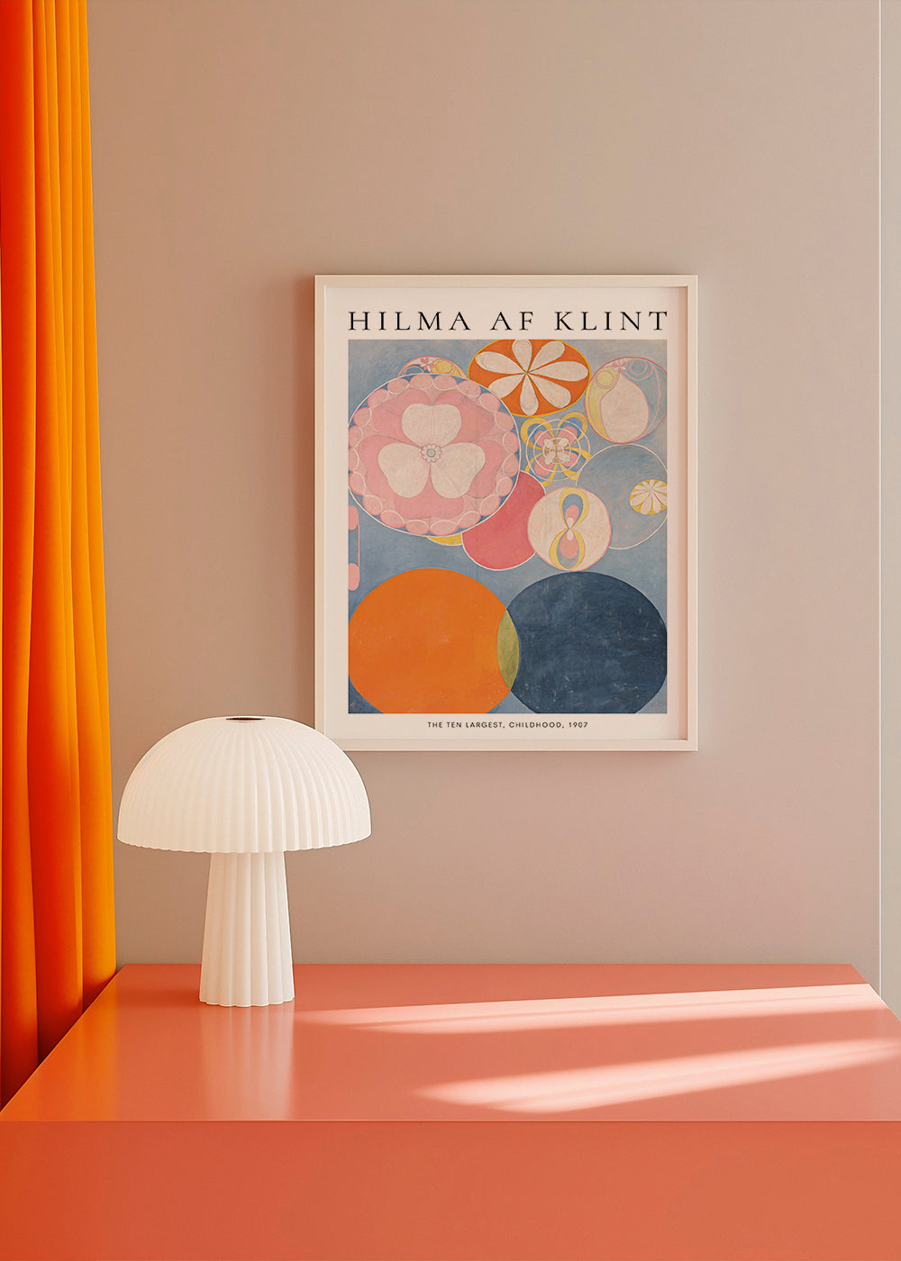 Abstrakt maleri med cirkulære blomstermotiver
