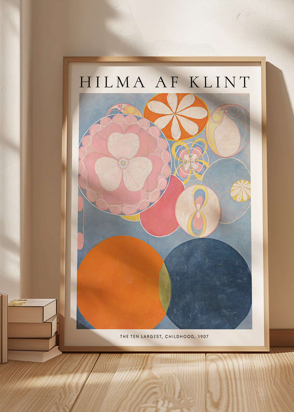 Abstrakt maleri med cirkulære blomstermotiver