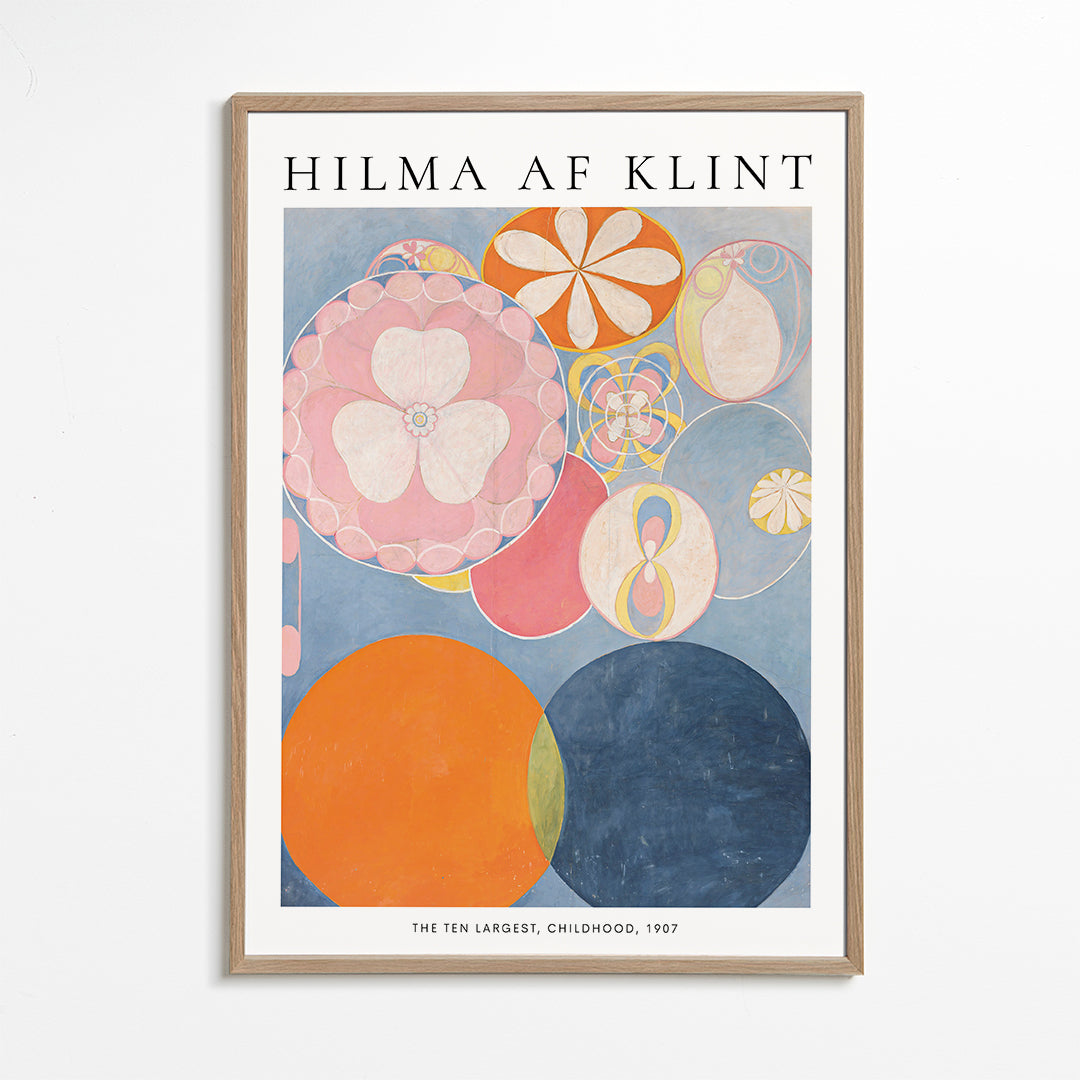 Abstrakt maleri med cirkulære blomstermotiver