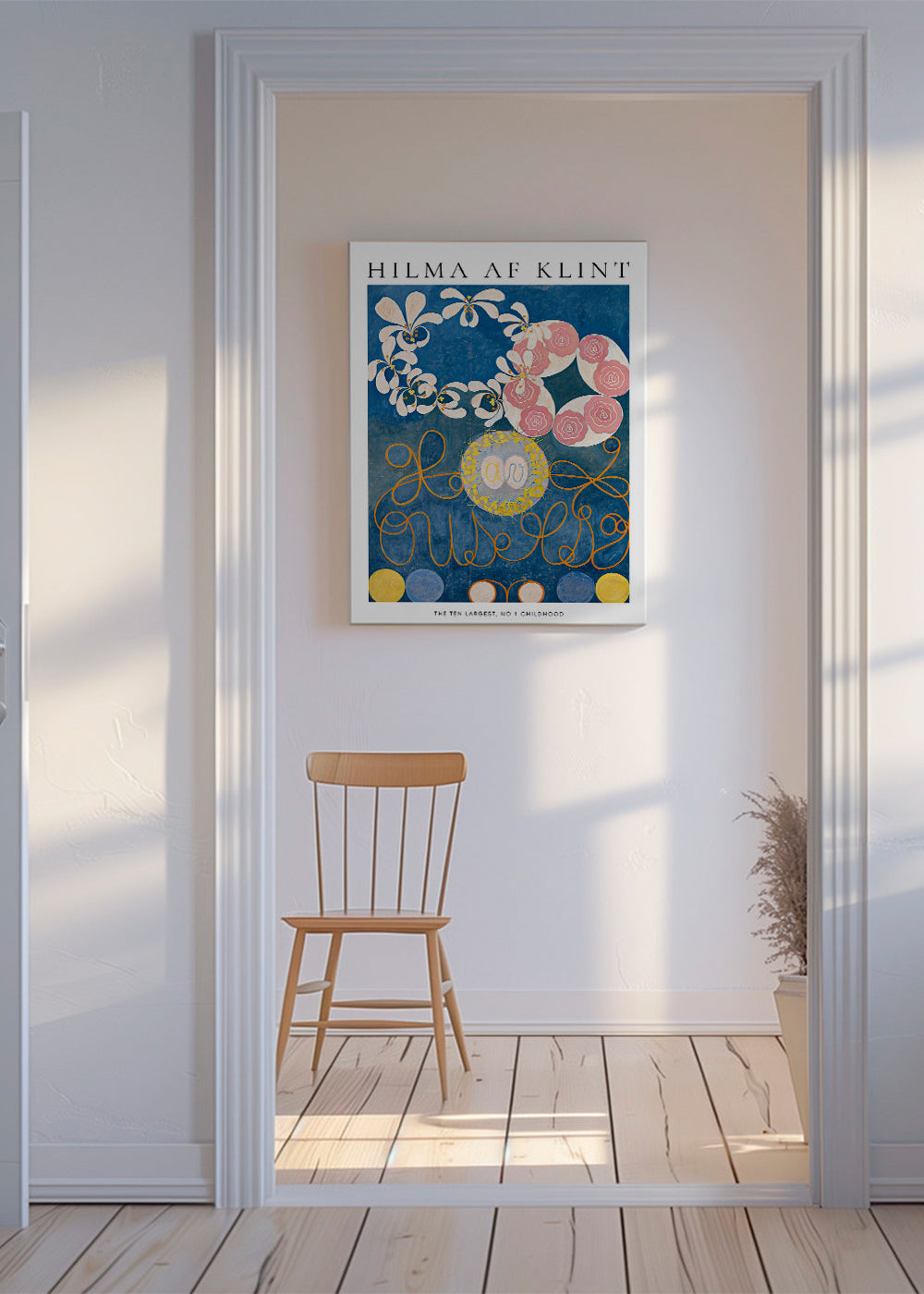 Botanisk plakat med roser og cirkelmotiver