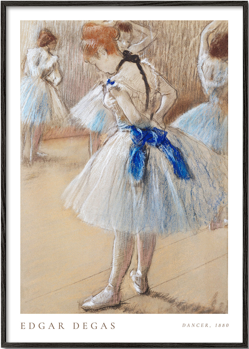 Illustration af ballerina med blåt bånd