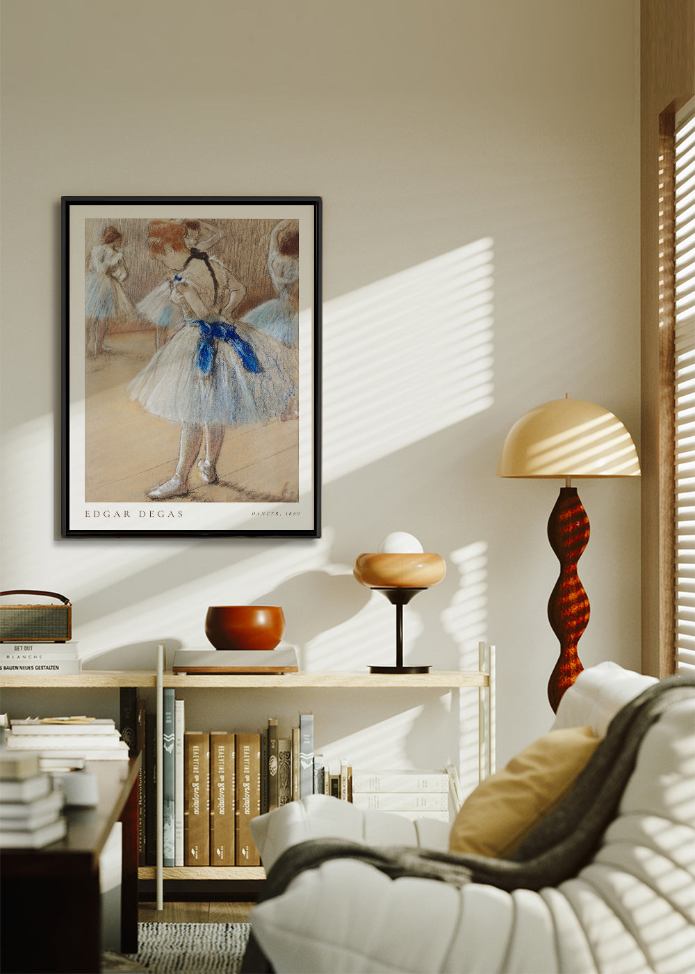 Illustration af ballerina med blåt bånd