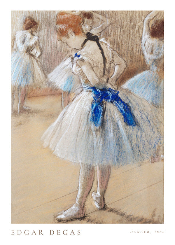 Illustration af ballerina med blåt bånd