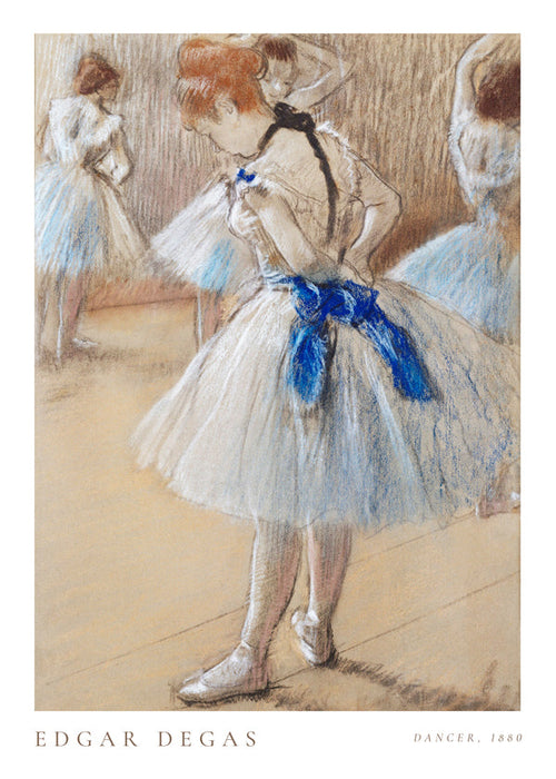 Illustration af ballerina med blåt bånd