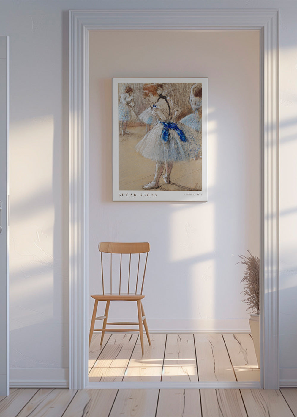 Illustration af ballerina med blåt bånd