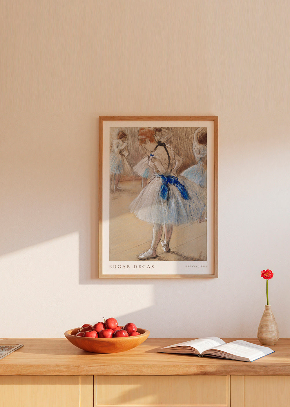 Illustration af ballerina med blåt bånd