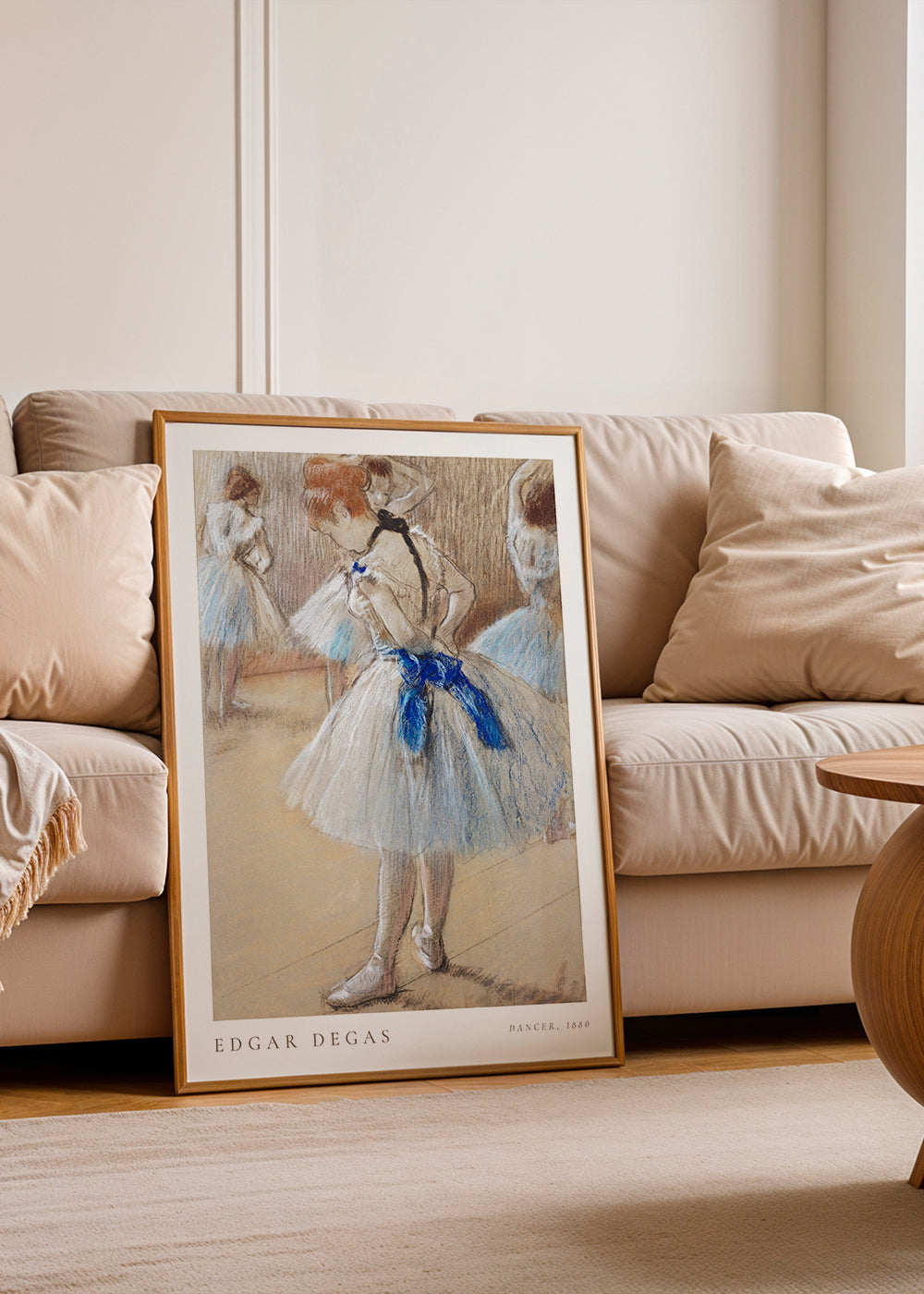 Illustration af ballerina med blåt bånd