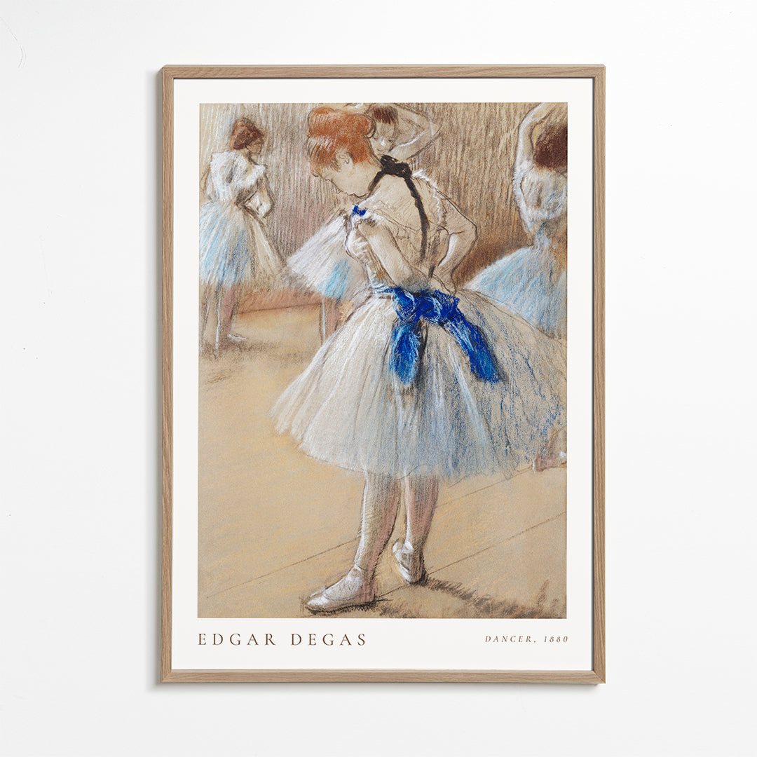 Illustration af ballerina med blåt bånd