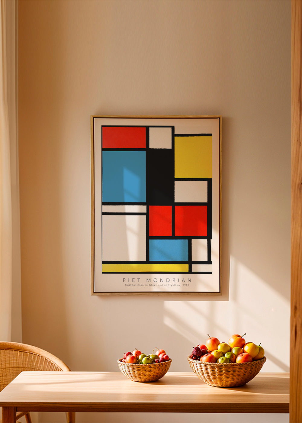 Geometrisk billede Mondrian i primærfarver