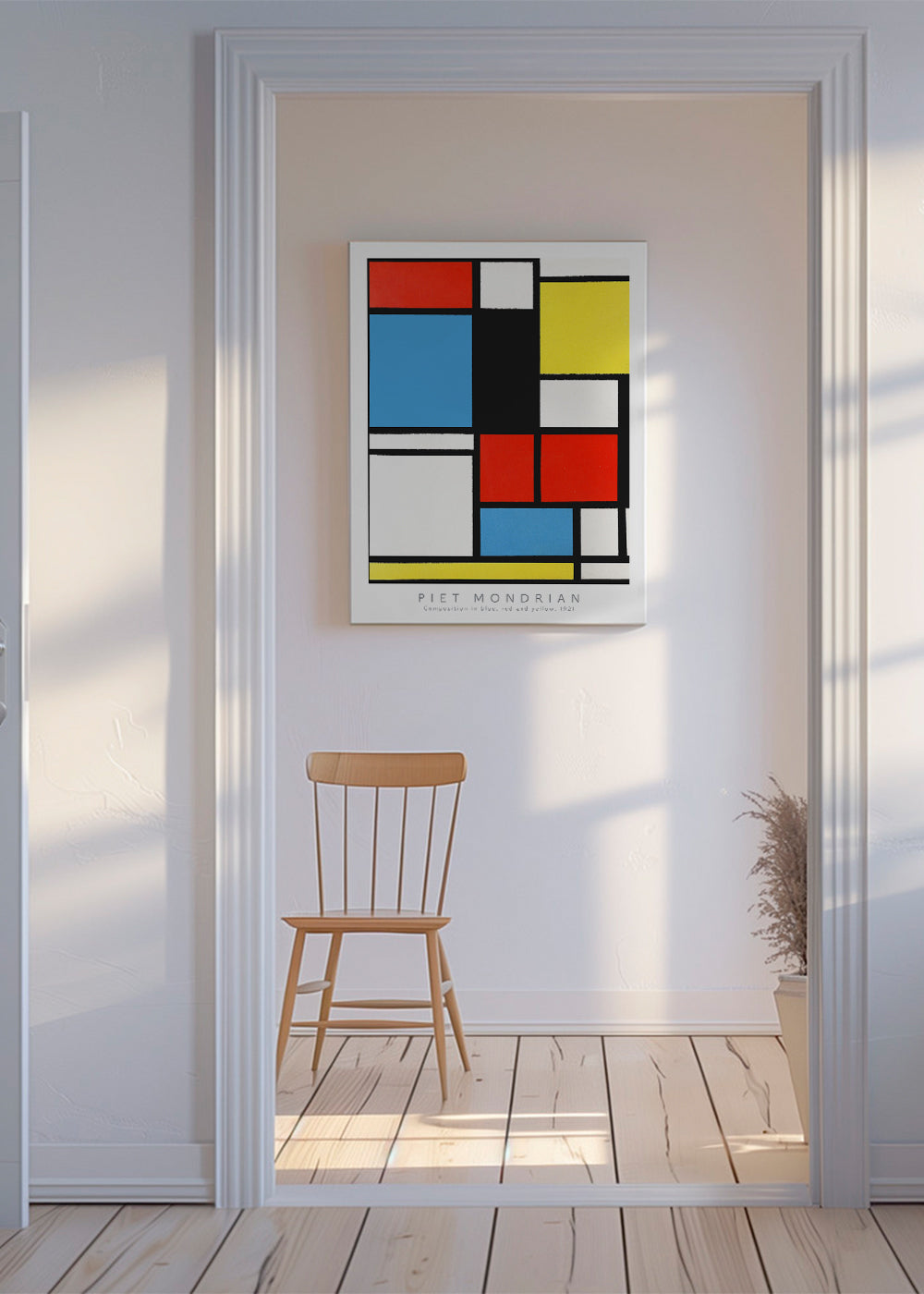 Geometrisk billede Mondrian i primærfarver