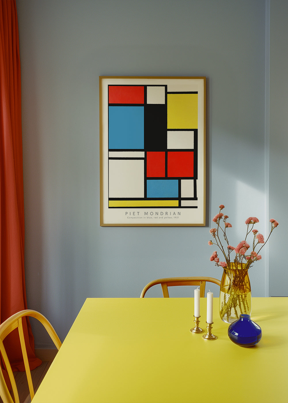 Geometrisk billede Mondrian i primærfarver
