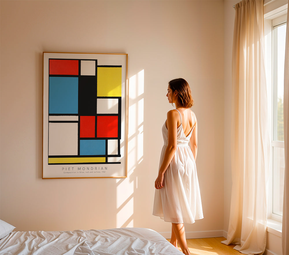 Geometrisk billede Mondrian i primærfarver